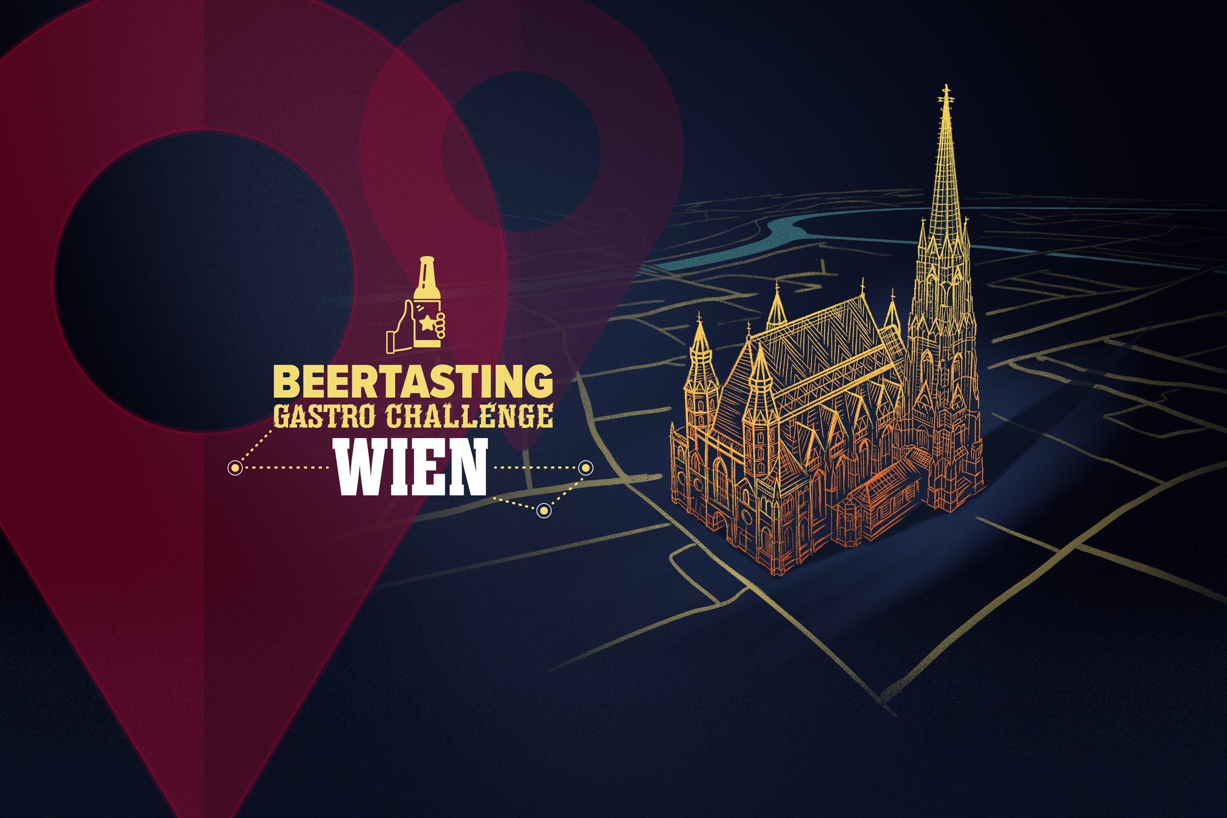 BeerTasting Gastro Challenge Wien – Stephansdom auf einer Wien-Karte mit Standort-Pin